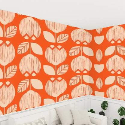 Retro 70s Stick and Peel Wallpaper: Mid-Century Modern Removable Mural - 144’’x100’’ - retro wallpaper