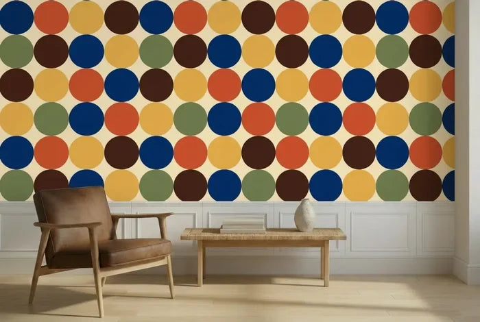 Retro 70s Stick and Peel Wallpaper: Mid-Century Modern Removable Mural - 144’’x100’’ - retro wallpaper