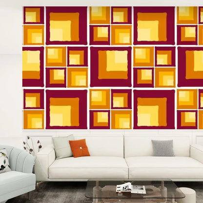 Retro 70s Stick and Peel Wallpaper: Mid-Century Modern Removable Mural - 144’’x100’’ - retro wallpaper