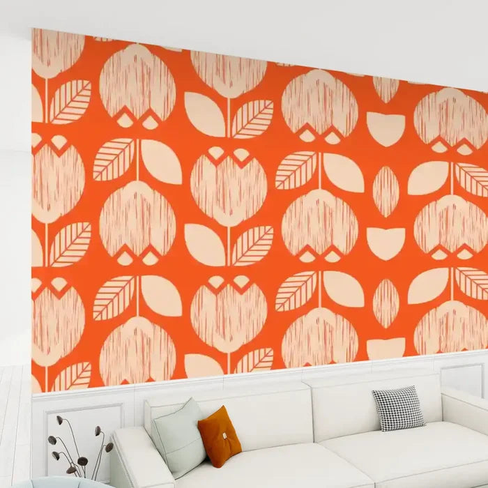 Retro 70s Stick and Peel Wallpaper: Mid-Century Modern Removable Mural - 144’’x100’’ - retro wallpaper