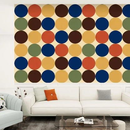 Retro 70s Stick and Peel Wallpaper: Mid-Century Modern Removable Mural - 144’’x100’’ - retro wallpaper
