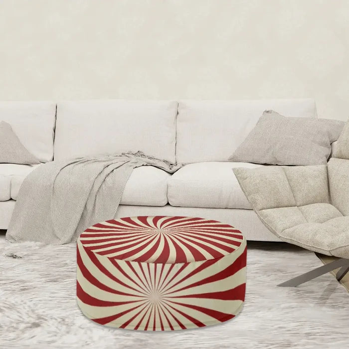 Retro 70s Sunburst Inflatable Ottoman – Midcentury Modern Portable Footstool - pouf
