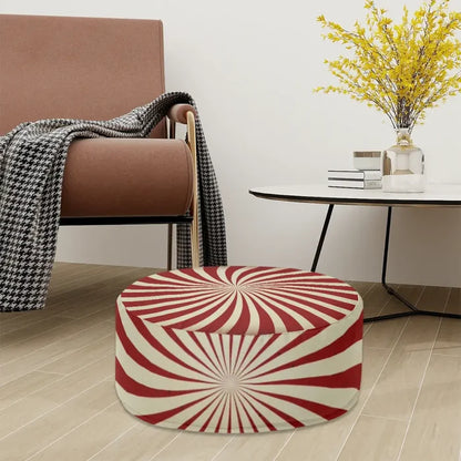 Retro 70s Sunburst Inflatable Ottoman – Midcentury Modern Portable Footstool - pouf