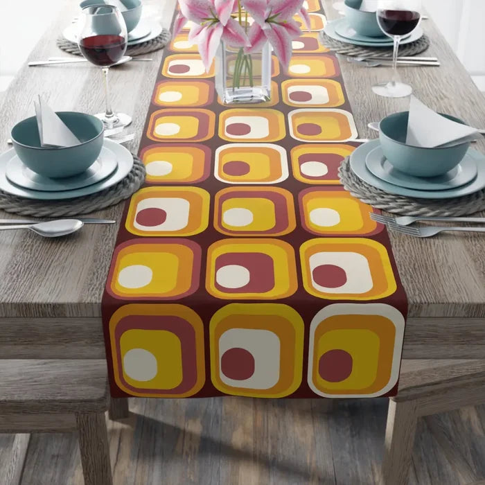 Retro 70s Table Runner - Midcentury Modern Home Decor - retro table linen