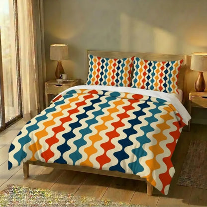 Retro 70s Twin Duvet Cover Set: Midcentury Modern Bedding (55’’x79’’ / 140x200 cm) - One Size - Bedding - retro