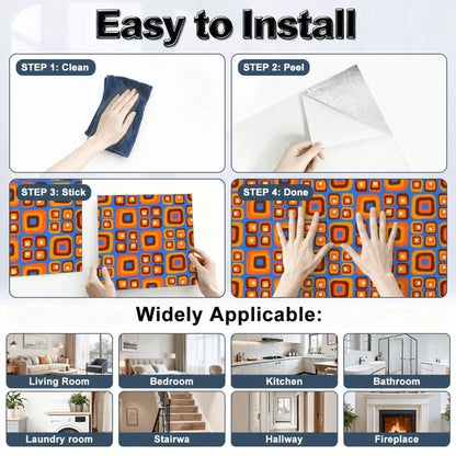 Retro Bauhaus Peel & StickWall Panel Kit: Waterproof PVC Tiles - Wall Coverings