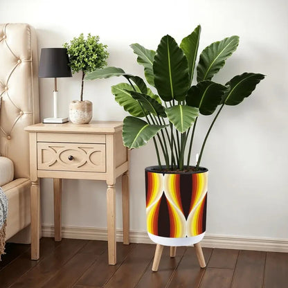Retro Flower Pot - 70s Midcentury Scandi Style Plant Pot with Wooden Legs - retro plant pot