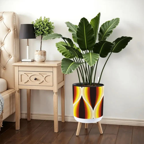 Retro Flower Pot - 70s Midcentury Scandi Style Plant Pot with Wooden Legs - retro plant pot