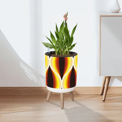 Retro Flower Pot - 70s Midcentury Scandi Style Plant Pot with Wooden Legs - retro plant pot