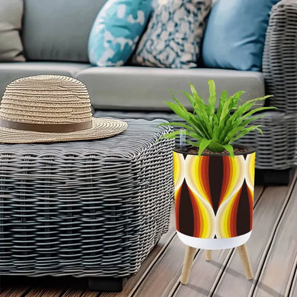 Retro Flower Pot - 70s Midcentury Scandi Style Plant Pot with Wooden Legs - retro plant pot