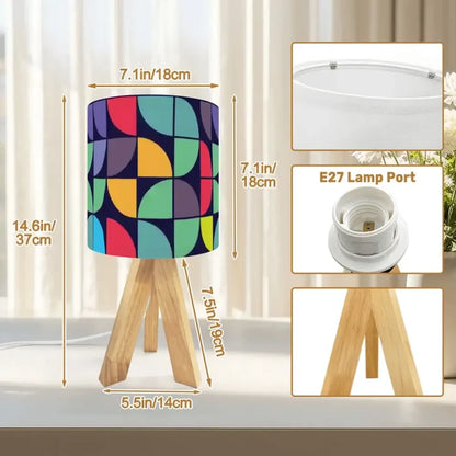 Retro Memphis Style Tripod Table Lamp – Linen Shade Smart LED Bedside Light - retro table lamps