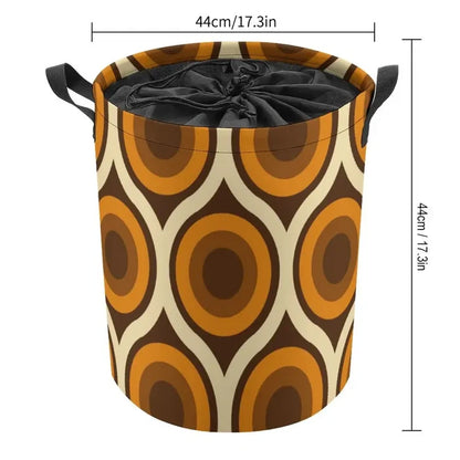 Retro Midcentury Laundry Basket with Drawstring – Collapsible Hamper - retro laundry