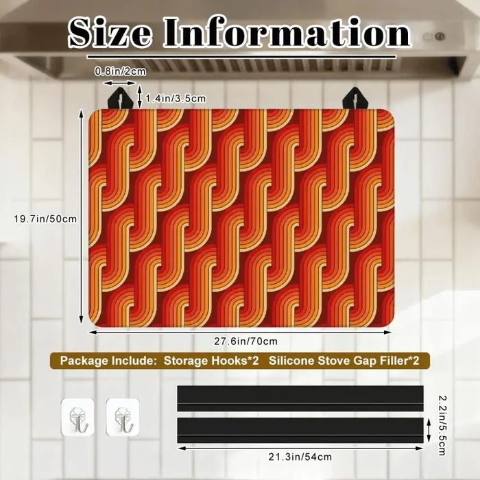 Retro Midcentury Stove Cover – 70s Vibrant Kitchen Protector Mat - retro kitchen