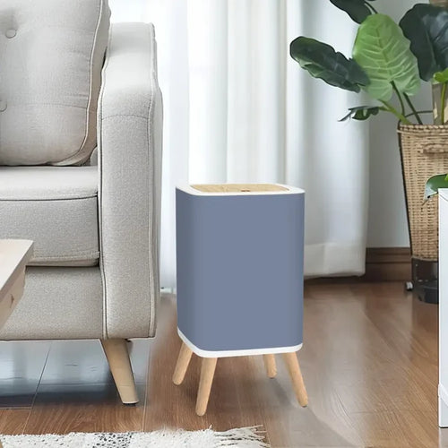 Retro Nordic Square Small Trash Can with Lid pale blue taupe - One Size - retro tash cans