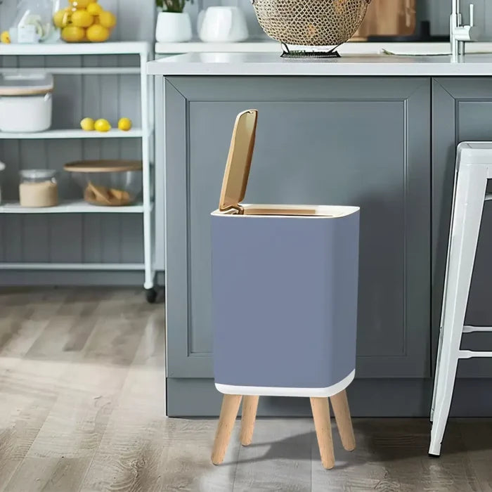 Retro Nordic Square Small Trash Can with Lid pale blue taupe - One Size - retro tash cans