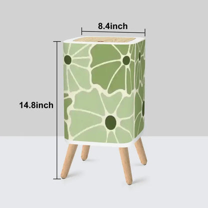 Retro Nordic Trash Can with Lid: Bold Floral Mid-Century Modern Style - One Size - retro tash cans