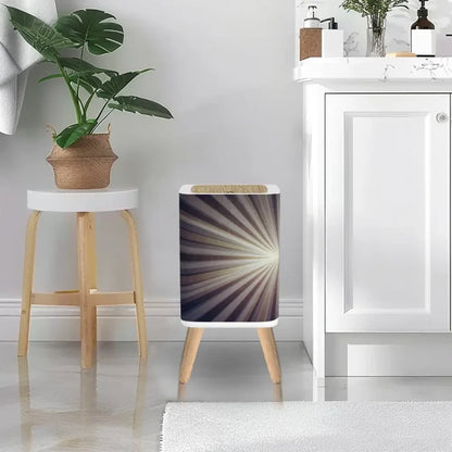 Retro Scandi Square Small Trash Can with Lid Sunburst Black White - One Size - retro tash cans