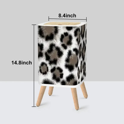 Retro Square Small Trash Can with Lid Leopardskin Pattern - One Size - retro tash cans