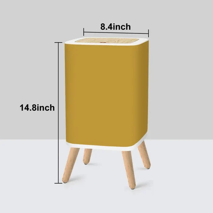 Retro Square Small Trash Can with Lid Yellow Ochre Warm Mustard - One Size - retro tash cans
