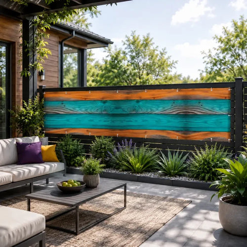 Retro Wood Grain Privacy Screen – Waterproof Balcony Fence Cover - Retro Privacy Screen