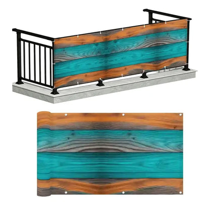 Retro Wood Grain Privacy Screen – Waterproof Balcony Fence Cover - Retro Privacy Screen