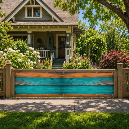 Retro Wood Grain Privacy Screen – Waterproof Balcony Fence Cover - Retro Privacy Screen