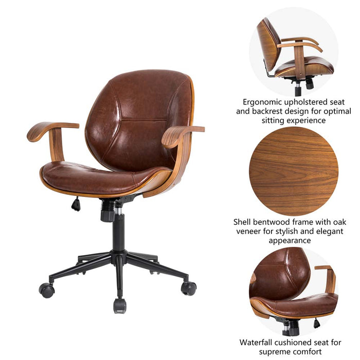Russet PU Leather Adjustable Swivel Desk Chair/Task Chair
