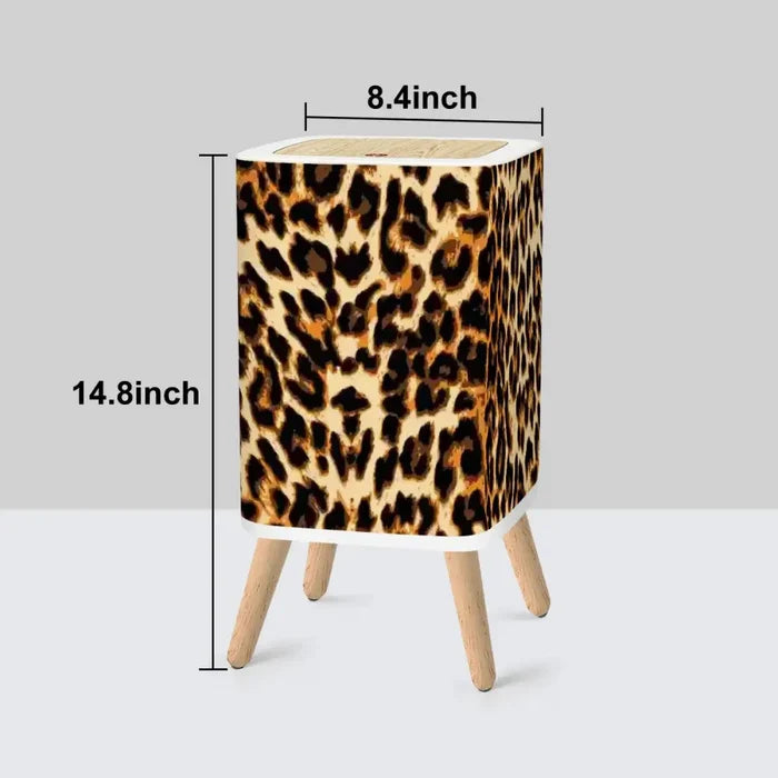 Scandi 1970s Style Square Small Trash Can with Lid Leopardskin seamless Pattern - One Size - retro tash cans