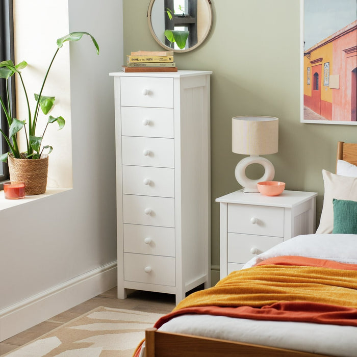 Scandinavia 7 Drawer Tallboy - White
