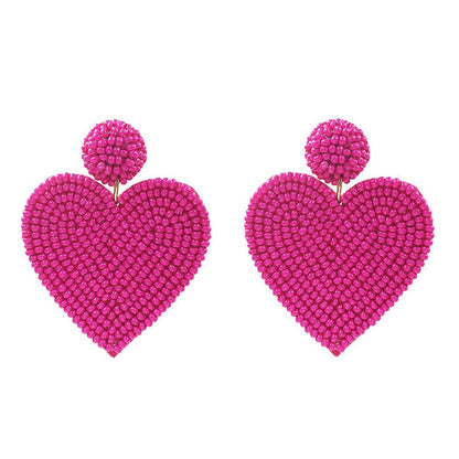 Seed Bead Heart Valentine's Day Post Earrings