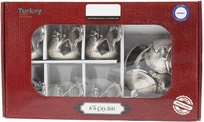 (SET OF 6) Handmade Turkish Tea Serving Set