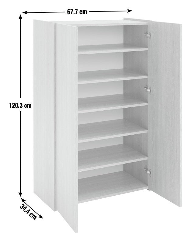 Seville 2 Door Shoe Storage Cabinet - Grey & Oak (B Grade)