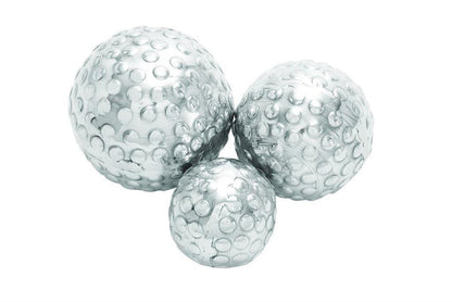 SILVER ALUMINUM HAMMERED ORBS & VASE FILLER,