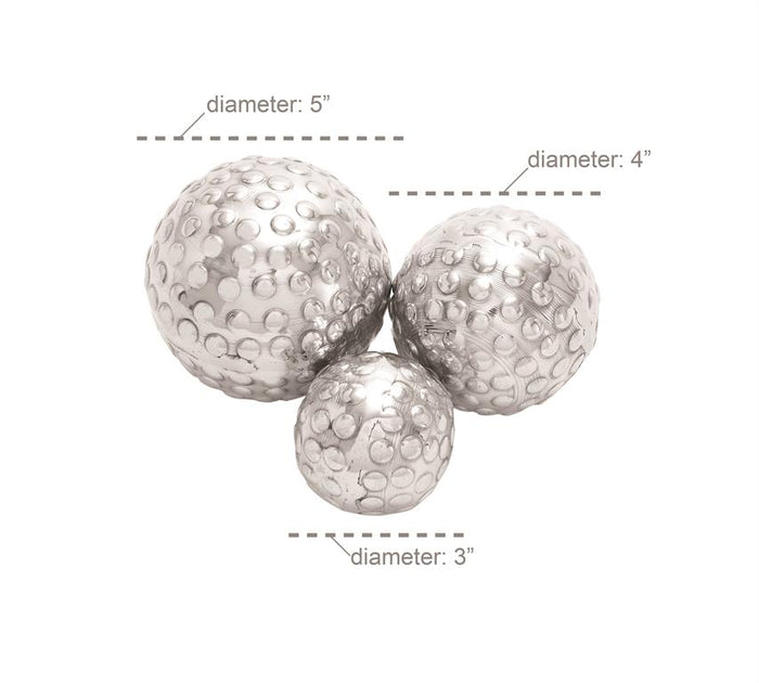 SILVER ALUMINUM HAMMERED ORBS & VASE FILLER,