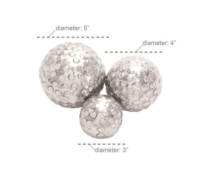 SILVER ALUMINUM HAMMERED ORBS & VASE FILLER,