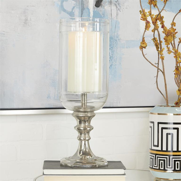 SILVER ALUMINUM HURRICANE LAMP
