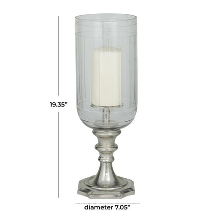 SILVER ALUMINUM HURRICANE LAMP