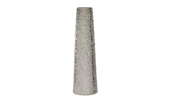 SILVER CERAMIC VASE WITH BUBBLE TEXTURE