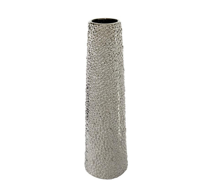 SILVER CERAMIC VASE WITH BUBBLE TEXTURE