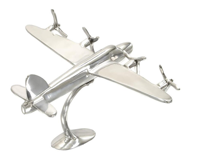 SILVER METAL AIRPLANE SCULPTURE,