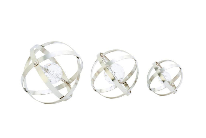 SILVER METAL GEOMETRIC SCULPTURE,