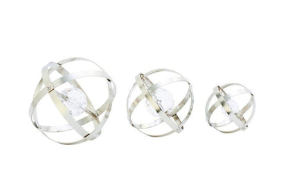SILVER METAL GEOMETRIC SCULPTURE,