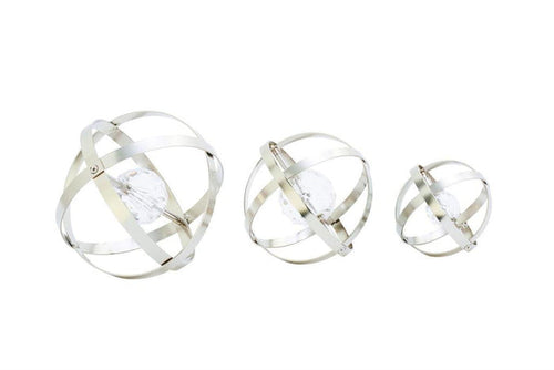 SILVER METAL GEOMETRIC SCULPTURE,