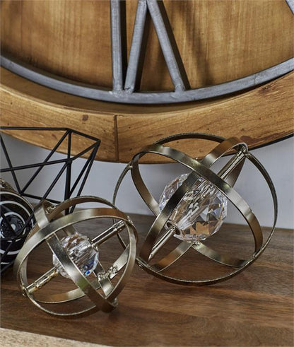 SILVER METAL GEOMETRIC SCULPTURE,