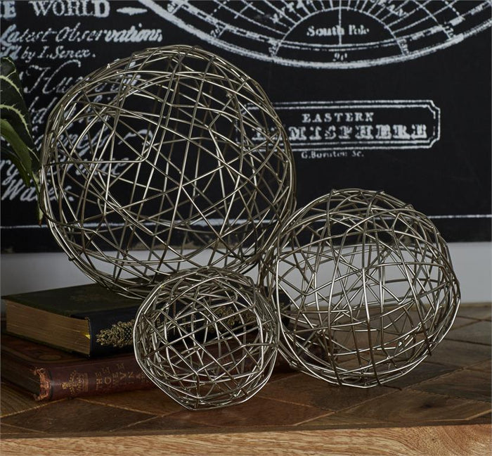 SILVER METAL GEOMETRIC SCULPTURE,