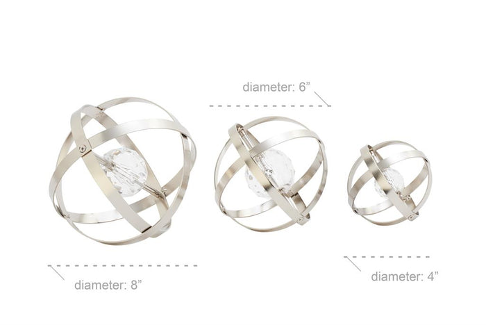 SILVER METAL GEOMETRIC SCULPTURE,