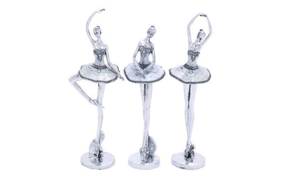 SILVER POLYSTONE DANCER SCULPTURE