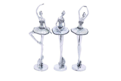 SILVER POLYSTONE DANCER SCULPTURE