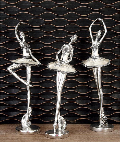 SILVER POLYSTONE DANCER SCULPTURE