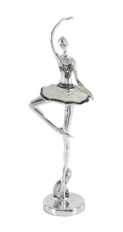 SILVER POLYSTONE DANCER SCULPTURE